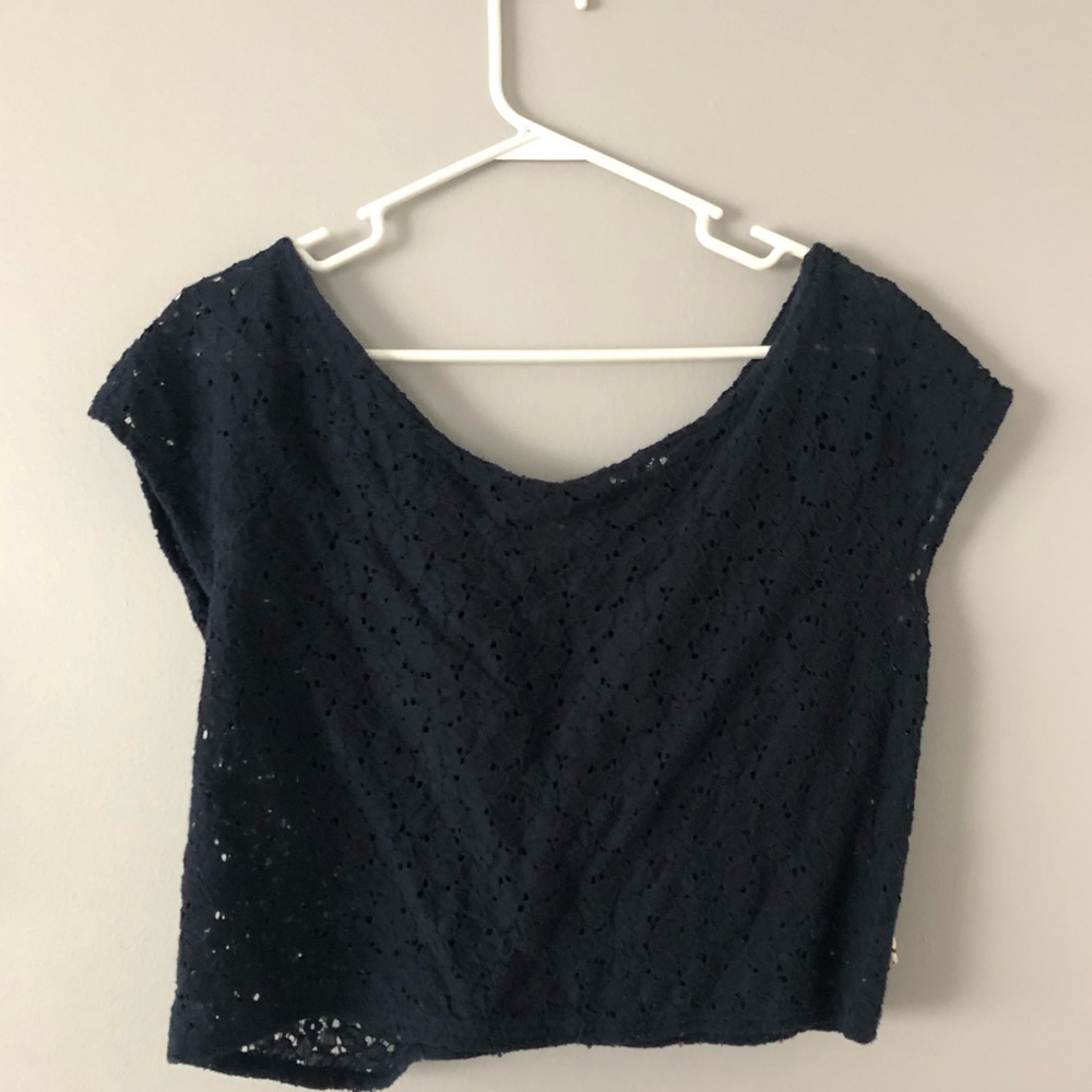 Navy blue lace crop top